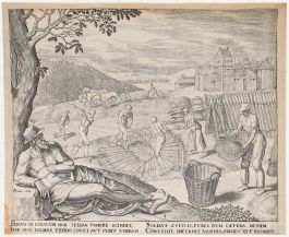 Philip Galle (1537-1612) - 19th Century Engraving, The Idler Refuses to Work