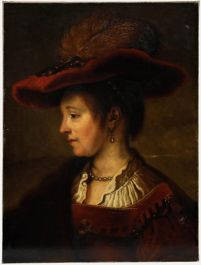 Marguerite Diericke after Rembrandt - 1883 Oil, Saskia van Uylenburgh