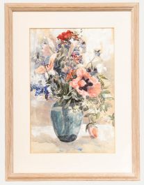 Elizabeth Leach - 20th Century Watercolour, Still Life of Flowers in a Vase