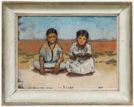 Framed 20th Century Oil - Young Girls