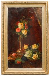 Luizo Denis - Framed Late 19th Century Oil, Summer Roses