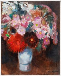 Reinerus Gerardus Johannes Reulink (1931-2010) - 1995 Oil, Dahlias and Asters