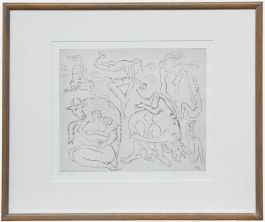 Brigitte Stamm (1927-2006) - Modernist 20th Century Etching, Bovine Balancing