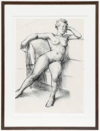 Peter Collins ARCA - 20th Century Charcoal Drawing, Nude on Sofa