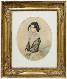Attrib. Heinrich Ditlev Mitreuter (b.1818) - Watercolour, Portrait of a Lady