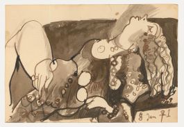 Ed Dukkers (1923-1996) - 1971 Pen and Ink Drawing, Reclining Woman