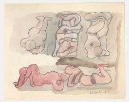 Ed Dukkers (1923-1996) - 1973 Graphite Drawing, Sleeping Figures