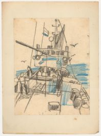 Ed Dukkers (1923-1996) - 20th Century Graphite Drawing, From the Bow