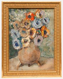 Framed 20th Century Oil - Bouquet of Anemones