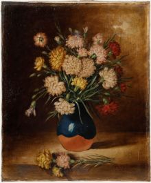 Nicolaï A. Okolowicz (fl.1867-1928) - Russian Oil, Bouquet of Chrysanthemums