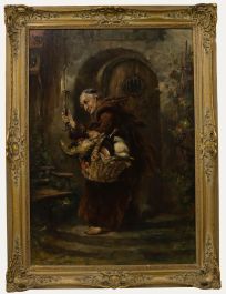 D. Erlhofer - Early 20th Century Oil, Monk at the Gate