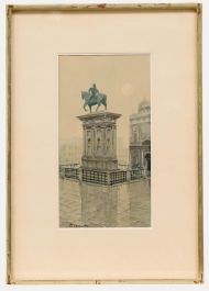 Andrea Biondetti (1851-1946) - Watercolour, Bartolomeo Colleoni Monument