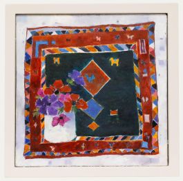 1994 Oil - Anemones with Gabbeh Rug