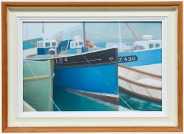 David Collings (b.1949) - Framed Contemporary Oil, Reflections, Newlyn