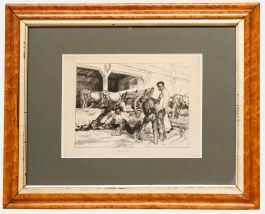 Edmund Blampied (1886-1966) - 1927 Etching, Lunchtime in San Sebastian