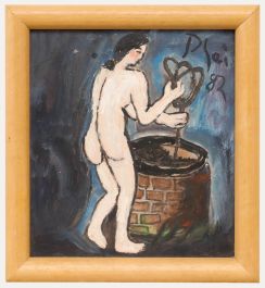 Plai - Framed 1982 Oil, At the Well