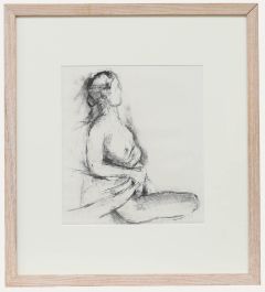 Contemporary Charcoal Drawing - Reclining Nude Study