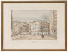 Hugh McKenzie (1909-2005) - Framed 1985 Watercolour, Aldgate High Street