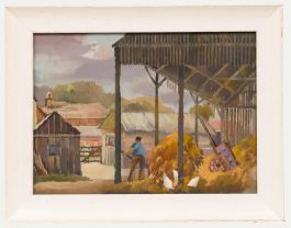 Circle of Harry Epworth Allen (1894-1958) - Framed Gouache, The Farmyard