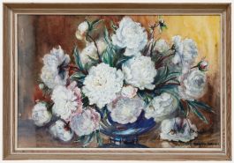 Marion Broom RWS (1878-1962) - Mid 20th Century Watercolour, White Peonies