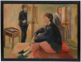 James Proudfoot (1908-1971) - Framed Oil, Female Muse with Artists