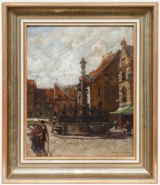 Egon Baumann - Framed Early 20th Century Oil, St. Johanner Markt