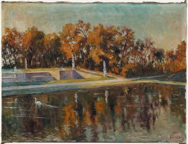 Theodor Gullery (1900-1976) - Mid 20th Century Oil, Autumn in the Park