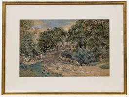 John Blake McDonald RSA (1829-1901) - Framed Watercolour, Figures on a Bridge