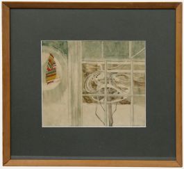 David Holt (1928-2014) - Framed 1970 Watercolour, Looking Out the Window