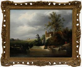 English School 19th Century Oil - Canal Scene