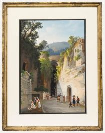 Attrib. Gioacchino La Pira (act.1839-1870) - Gouache, Crypta Napoletana