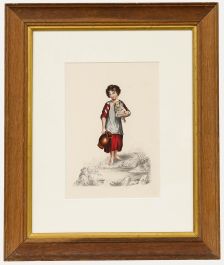 Early 19th Century Watercolour - Girl with Spaniel