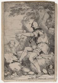 John Hamilton Mortimer - 1778 Etching, Banditti Taking His Post