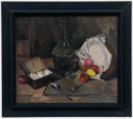 Framed Early 20th Century Oil - Still Life with Sugar Bowl & Easter Eggs