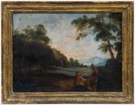 Fine 18th Century Oil - Resting Travellers