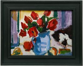 Lucy Powell - Framed Contemporary Oil, Sleeping Cat