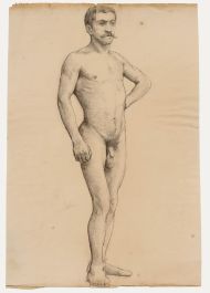 Early 20th Century Graphite Drawing - Male Nude Study II