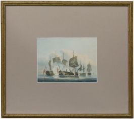 Attrib. Robert Cleveley (1747-1809) - Watercolour, Galleons at War