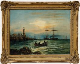 W. Haynes - Framed Late 19th Century Oil, Fishing at Dusk