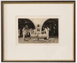 Wilfred R. E. Fairclough (1907-1996) - Framed 1986 Etching, Italian Fishmongers