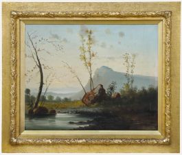 Framed 19th Century Oil - Rocky Landscape