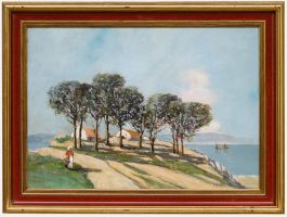 William Renison (1866-1940) - Framed Oil, Cottages by the Coast