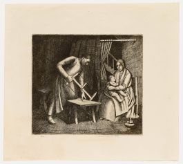Frederick George Austin - 1929 Etching, The Carpenter and His Family