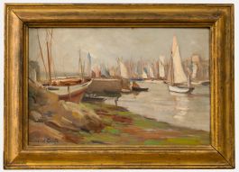 Marcel Canet (1875-1959) - Framed Mid 20th Century Oil, View of the Harbour