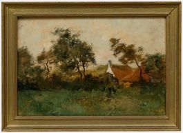 Binjé Frans (1835-1900) - Late 19th Century Oil, Leaving the Farm