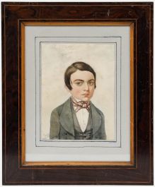 Framed 1839 Watercolour - Portrait of a Schoolboy