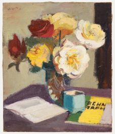 Roger Aliquot (1914-1979) - Impasto 1945 Oil, Bouquet and Books