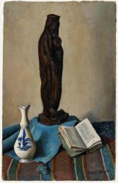 Marcel Renot (1896-1973) - Mid 20th Century Oil, Still Life of Virgin Sculpture