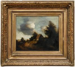 French School 19th Century Oil - Cottage and Carriage