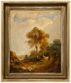 Framed Mid 19th Century Oil - Figures on a Country Path